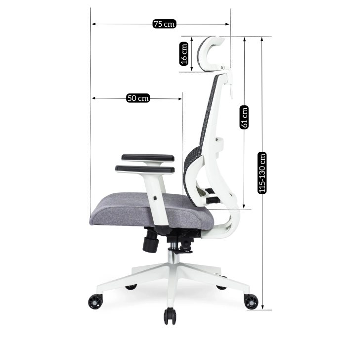 Fotel Biurowy Ergonomiczny Obrotowy NICKI Szary Nowoczesny