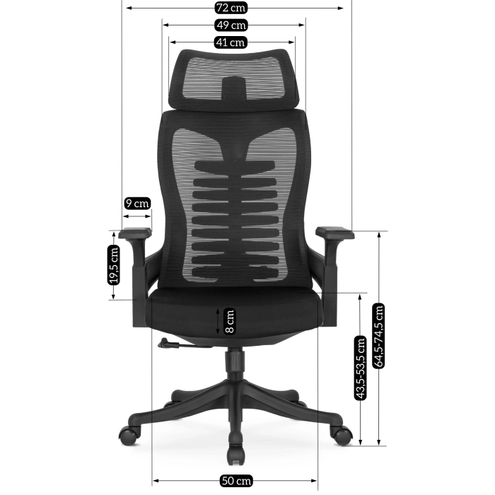 Fotel Obrotowy CARET Ergonomiczny Czarny