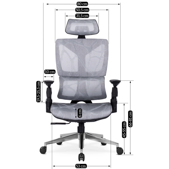 Fotel Obrotowy MARTIN Ergonomiczny Szary