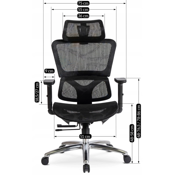 Fotel Obrotowy ROYAL Ergonomiczny Czarny
