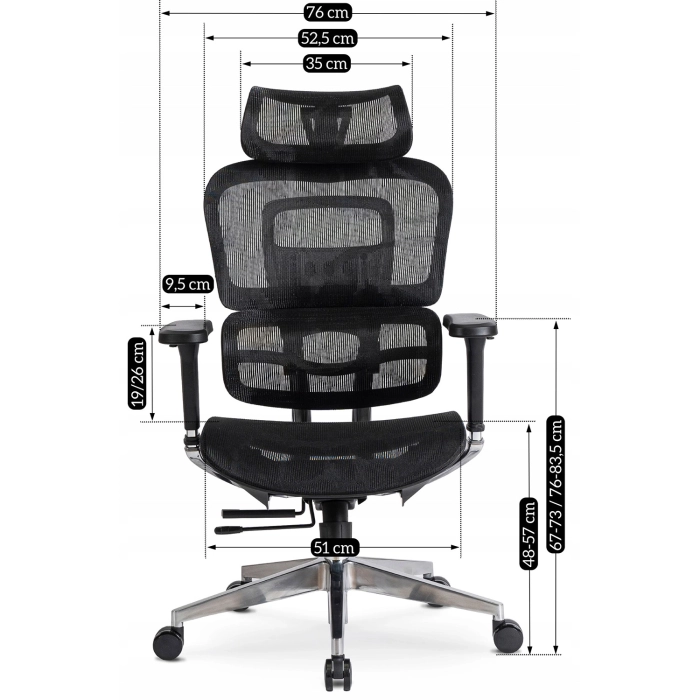 Fotel Obrotowy NINO Ergonomiczny Czarny