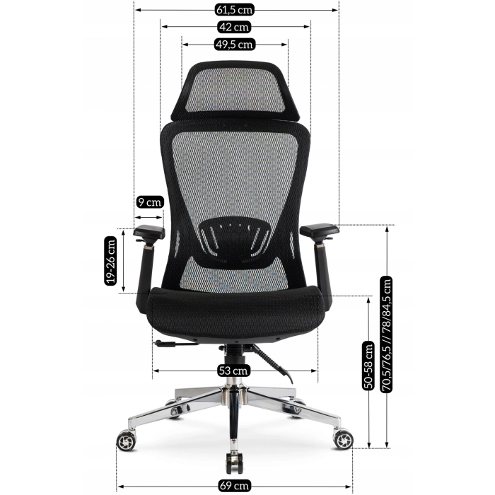 Fotel Obrotowy LITOS Ergonomiczny Czarny