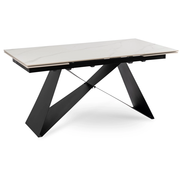 Stół VICTOR Ceramiczny Rozkładany 160-240 cm Biały Marmur/Czarny