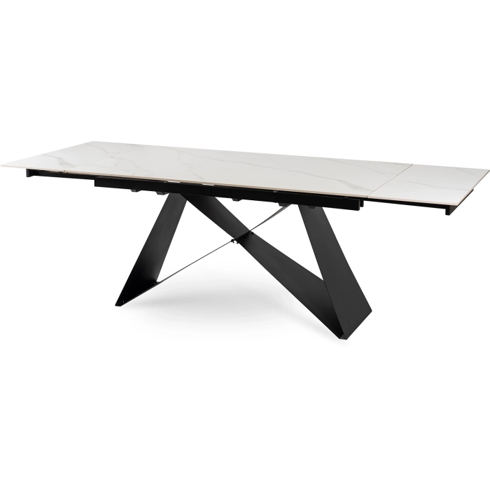 Stół VICTOR Ceramiczny Rozkładany 160-240 cm Biały Marmur/Czarny