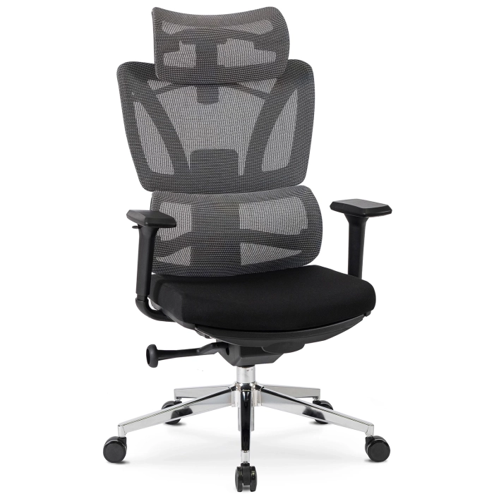 Fotel Obrotowy DELSIN Ergonomiczny Czarny Z Podnóżkiem