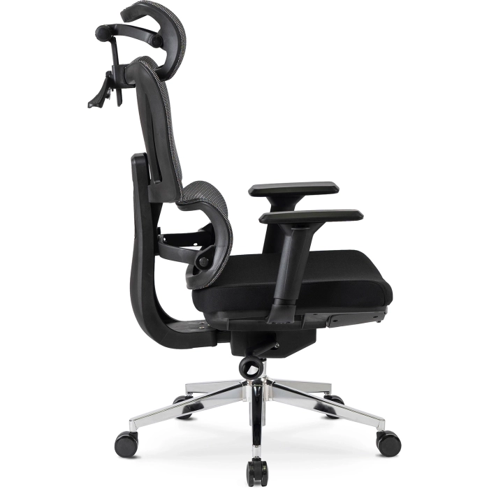 Fotel Obrotowy DELSIN Ergonomiczny Czarny Z Podnóżkiem