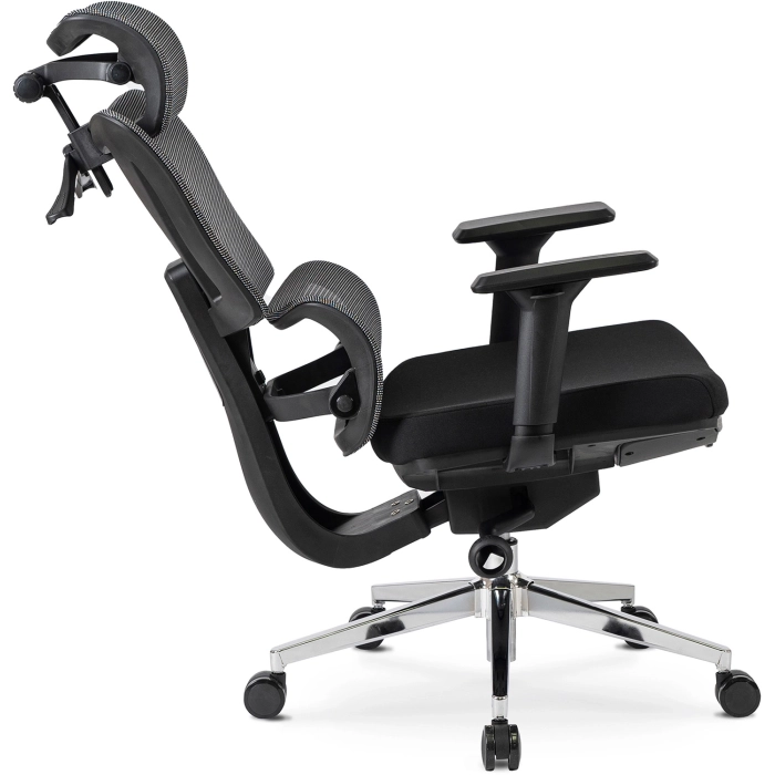 Fotel Obrotowy DELSIN Ergonomiczny Czarny Z Podnóżkiem