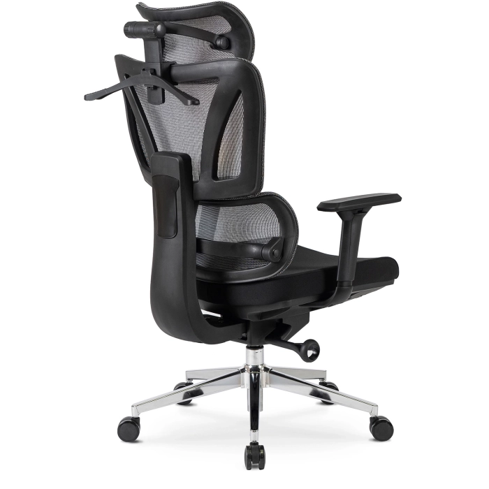 Fotel Obrotowy DELSIN Ergonomiczny Czarny Z Podnóżkiem