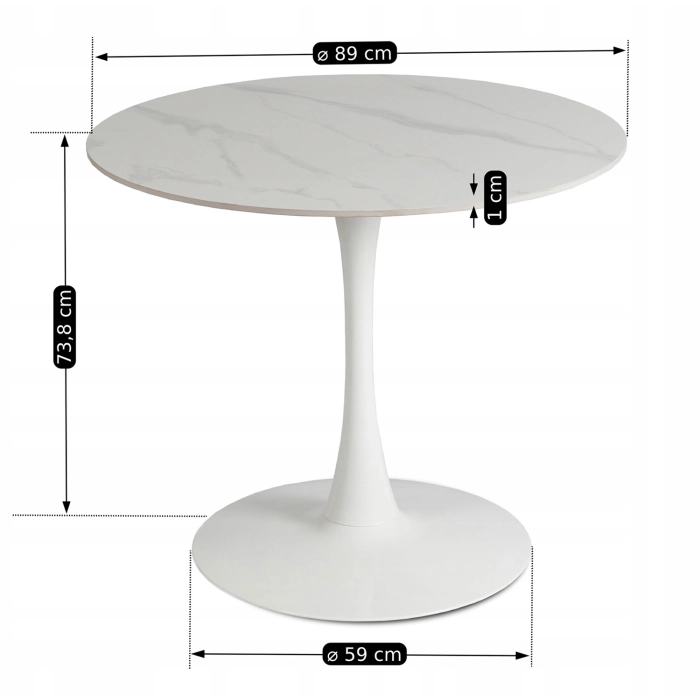 Stół SANDER Ceramiczny 89 cm Biały