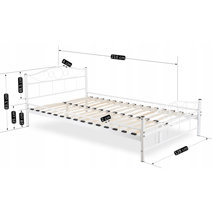 Łóżko Metalowe GRIFFIN 120x200 Białe