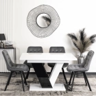 Stół CLARK Rozkładany 120-160 cm Biały/Czarny Połysk