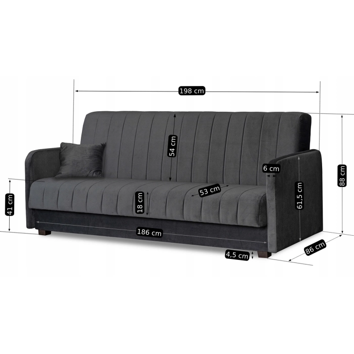 Sofa Rozkładana PORTO Szara