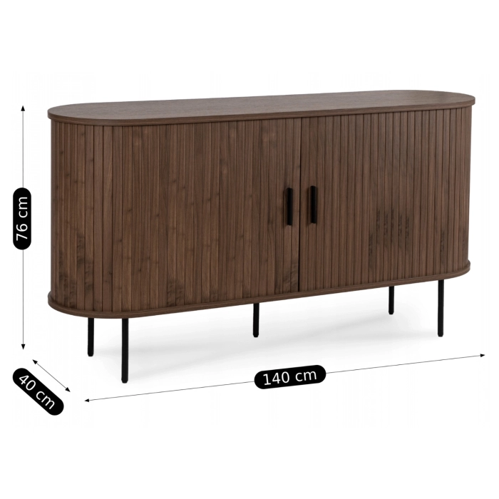 Komoda TRISH 140 cm Dwudrzwiowa Rozsuwana Orzech
