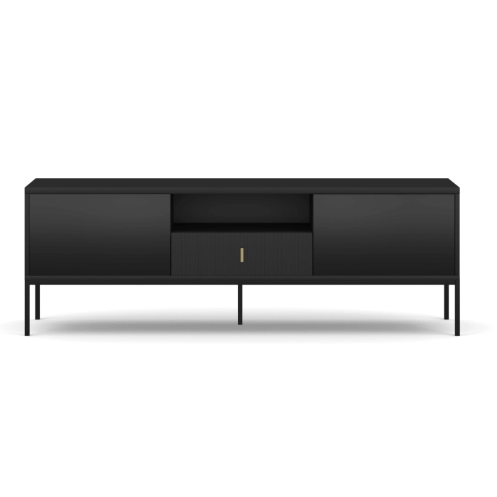 Szafka RTV MARCOS 154 cm Ryflowana Czarna