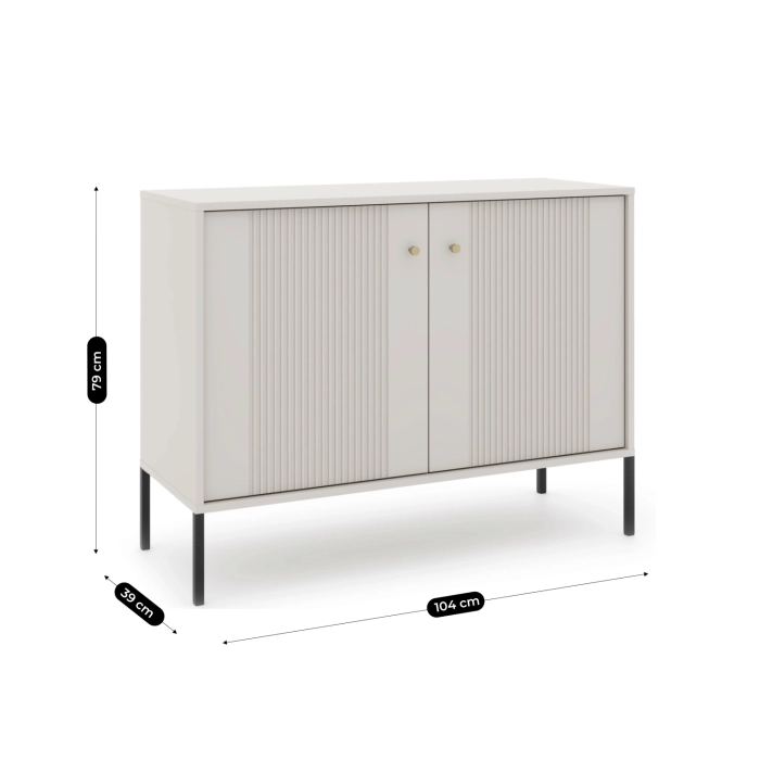 Komoda SOFT 104 cm Dwudrzwiowa Ryflowana Kaszmir