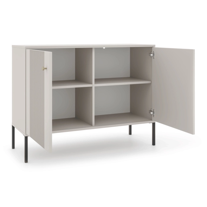 Komoda SOFT 104 cm Dwudrzwiowa Ryflowana Kaszmir