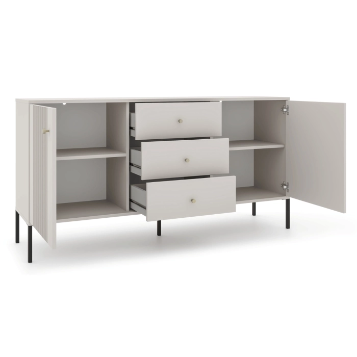Komoda SOFT 154 cm Dwudrzwiowa Ryflowana Kaszmir