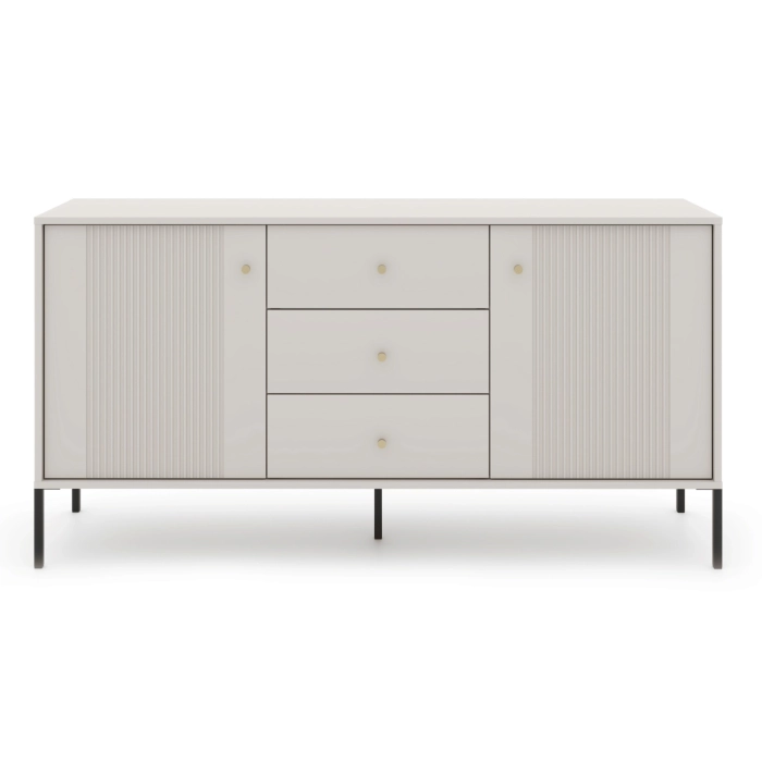 Komoda SOFT 154 cm Dwudrzwiowa Ryflowana Kaszmir