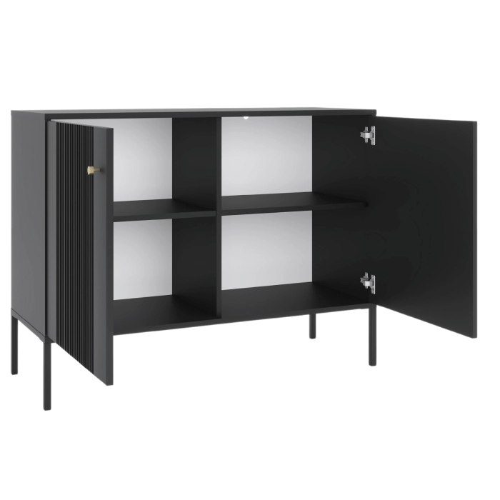 Komoda SOFT 104 cm Dwudrzwiowa Ryflowana Czarna
