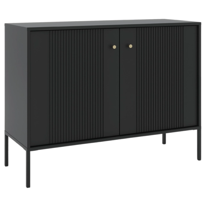 Komoda SOFT 104 cm Dwudrzwiowa Ryflowana Czarna