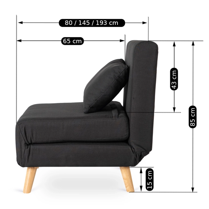 Fotel Rozkładany MARRY Czarny