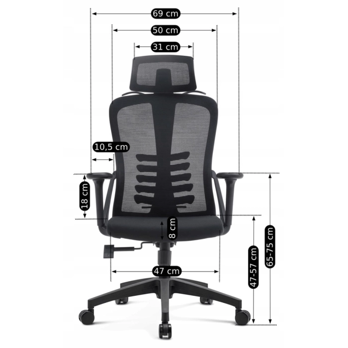Fotel Obrotowy JULIET Ergonomiczny Czarny