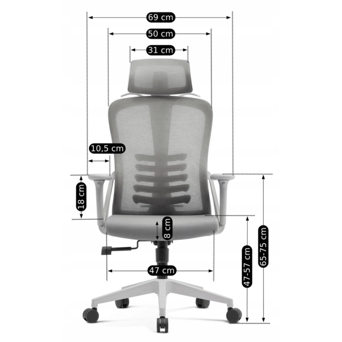 Fotel Obrotowy JULIET Ergonomiczny Szary