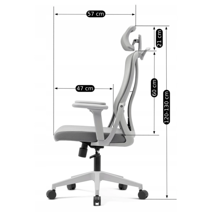 Fotel Obrotowy JULIET Ergonomiczny Szary