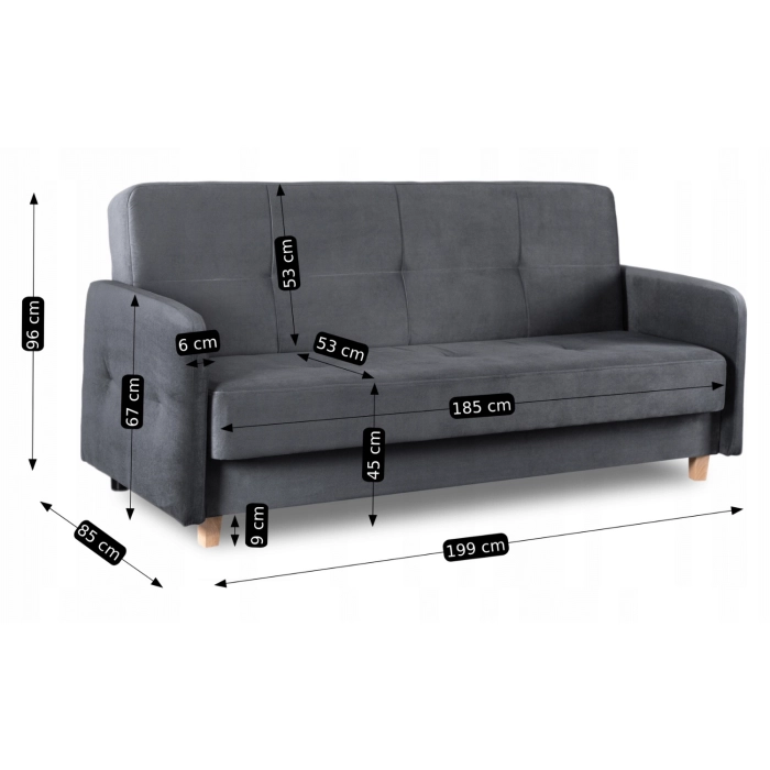 Sofa Rozkładana CUBA Szara