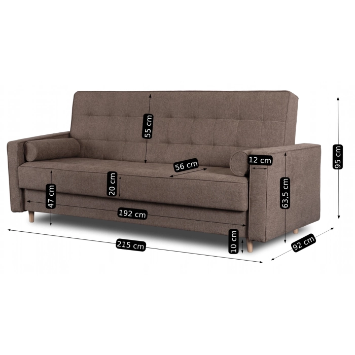 Sofa Rozkładana MALTA Brązowa