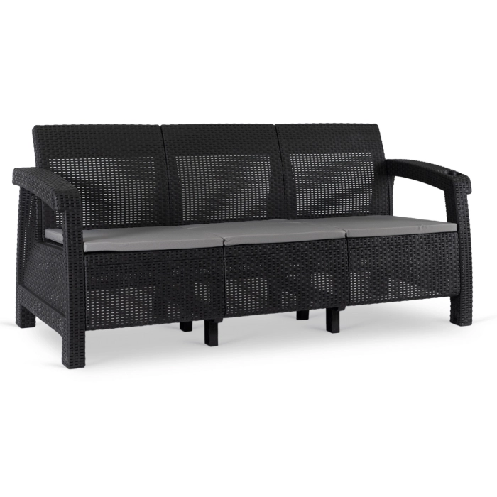Sofa Ogrodowa FLINT Technorattan Czarna