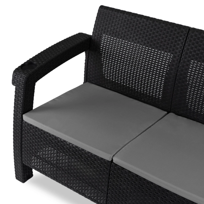 Sofa Ogrodowa FLINT Technorattan Czarna