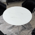 Stół SOUL Szklany 100 cm Biały Marmur/Srebrny