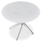 Stół SOUL Szklany 100 cm Biały Marmur/Srebrny