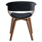 Krzesło GARY Welurowe Czarne/Orzech