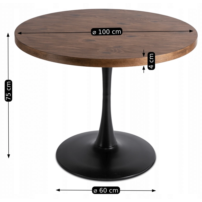 Stół LINO 100 cm Dąb Rustykalny/Czarny