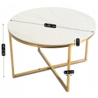 Stolik Ceramiczny MARINE Biały Marmur/Złoty