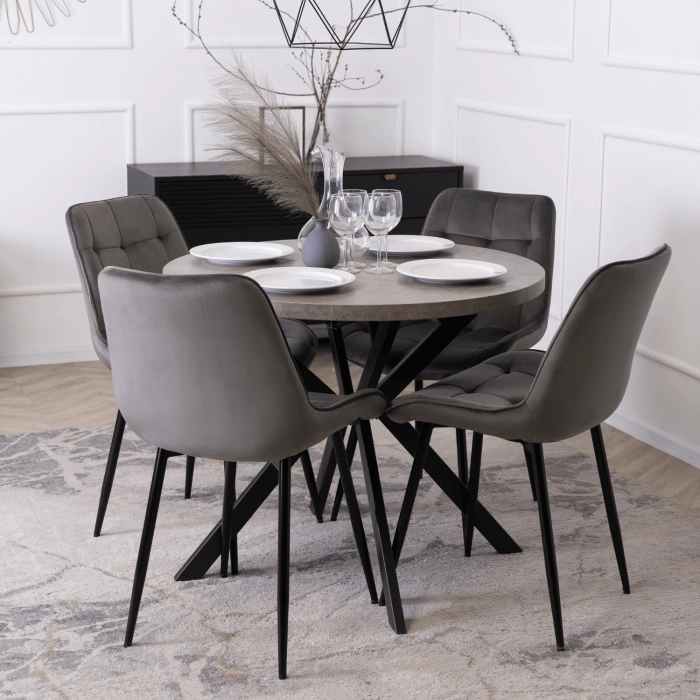 Stół LUGO Rozkładany 90-190 cm Beton/Czarny