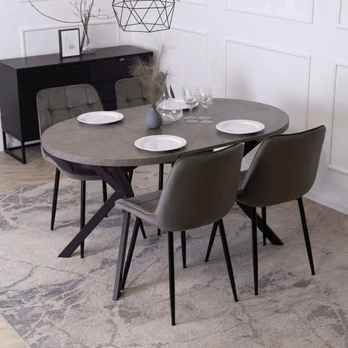 Stół LUGO Rozkładany 90-190 cm Beton/Czarny