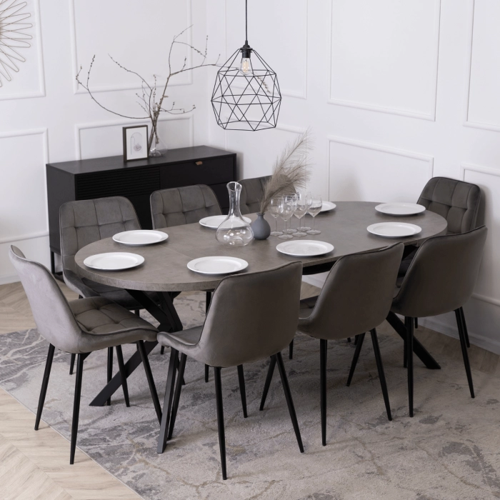 Stół LUGO Rozkładany 90-190 cm Beton/Czarny