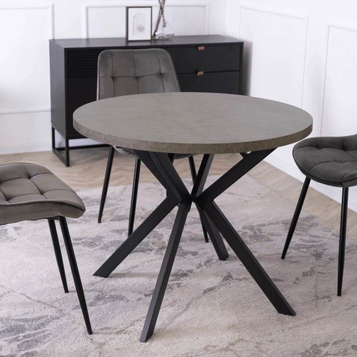 Stół LUGO Rozkładany 90-190 cm Beton/Czarny