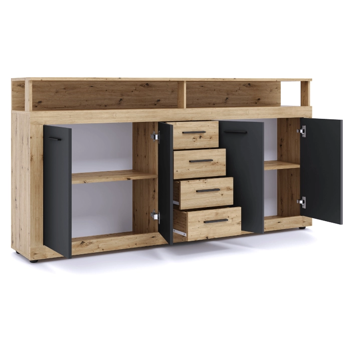 Komoda BLAGO 190 cm Dąb Artisan/Czarny