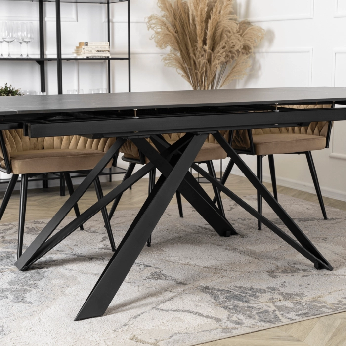 Stół MAXIME Ceramiczny Rozkładany 160-240 cm Czarny Marmur
