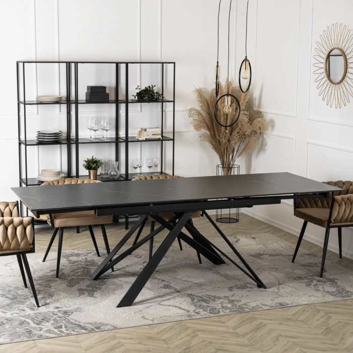 Stół MAXIME Ceramiczny Rozkładany 160-240 cm Czarny Marmur
