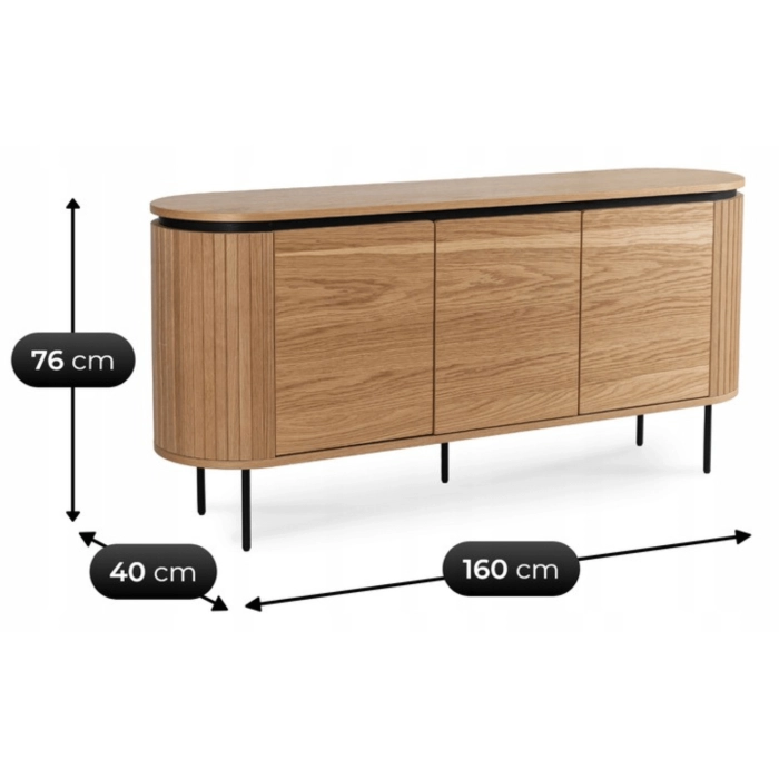 Komoda BECK 160 cm Trzydrzwiowa Dąb