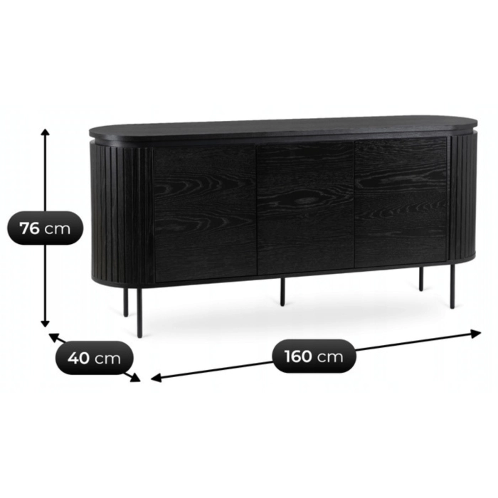 Komoda BECK 160 cm Trzydrzwiowa Czarna