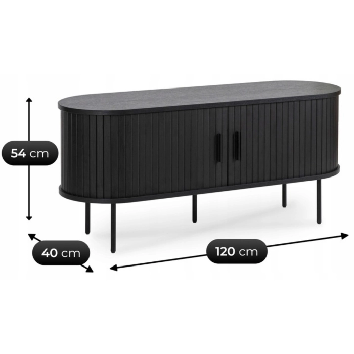 Szafka RTV TRISH 120 cm Dwudrzwiowa Czarna