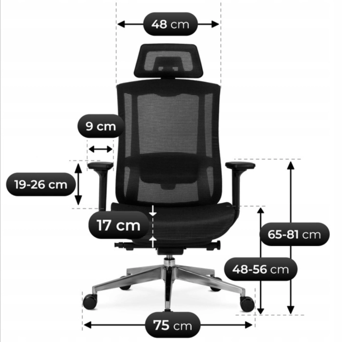 Fotel Obrotowy DYLAN Ergonomiczny Czarny