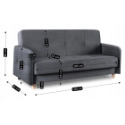 Zestaw 2x Sofa Rozkładana CUBA Szara