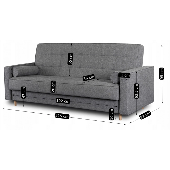 Zestaw 2x Sofa Rozkładana MALTA Szara